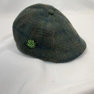 Boston Scally Irish Rose Wool Green Plaid  Cap W/Pin Small